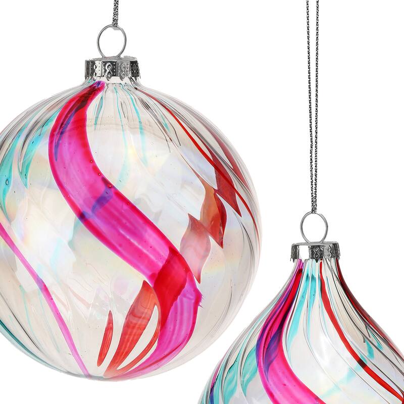 4-5.5" Clear Glass Swirl Retro Finial Set of 6