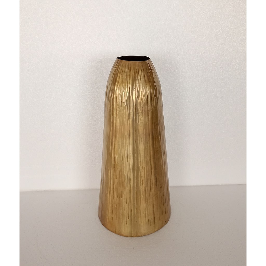 Hammered Vase Brass/Black Dia 7.09"- ST - Brass/black - Brass/black