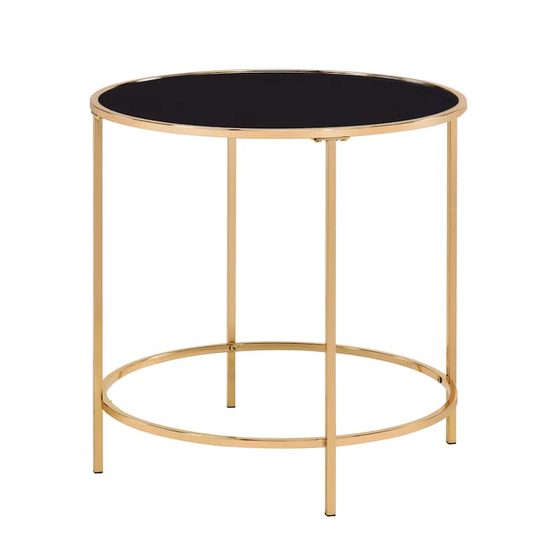 Llewellyn Contemporary 22-inch Glass Top Side Table by Furniture of America - Champagne