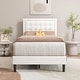preview thumbnail 51 of 59, alazyhome Upholstered Platform Bed Frame with Button Tufting Headboard White - Twin
