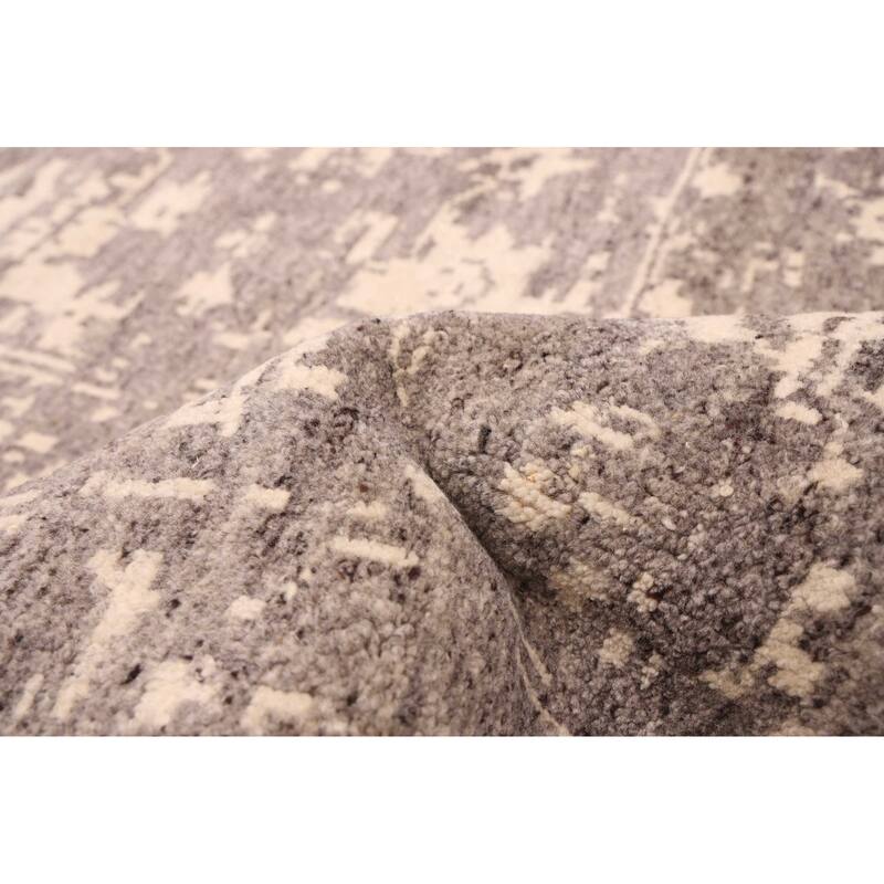 ECARPETGALLERY Hand-knotted Elysian Dark Grey Wool Rug - 7'11 x 9'11