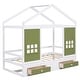 preview thumbnail 9 of 24, Twin Size Farmhouse Style Pine Wood House Bed with 2 Drawers, Wood Platform Bed Frame with Window for Kids Boys Girls
