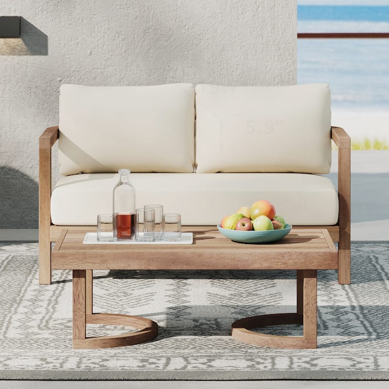 2 - Person Outdoor Acacia Wood Patio Seating Group