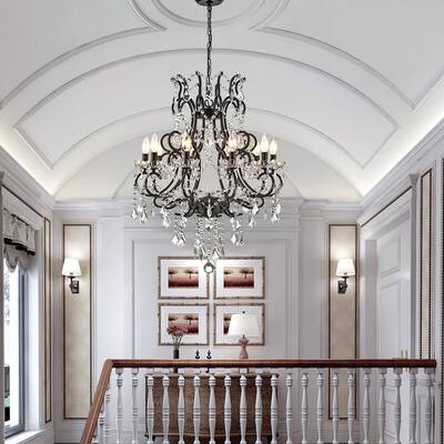 Maxax 10 - Light Candle Style Classic/Traditional Chandelier With Accents - MX19040-10-P