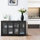 preview thumbnail 3 of 4, Wooden Buffet Cupboard Kitchen Storage Sideboard Sliding Door Black