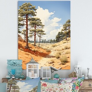 Designart "Pine Tree Whispering Sands" Tree Pine Canvas Print - Bed ...