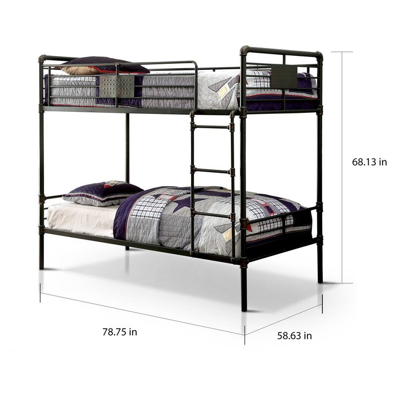 Wini Industrial Black Full over Full Metal Bunk Bed by Furniture of America