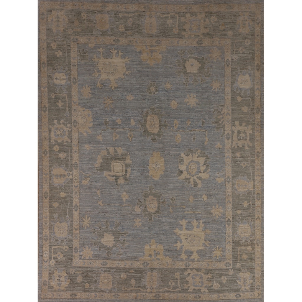 Blues Oushak Turkish Area Rug Handmade Wool Carpet - 8'0"x 9'10"