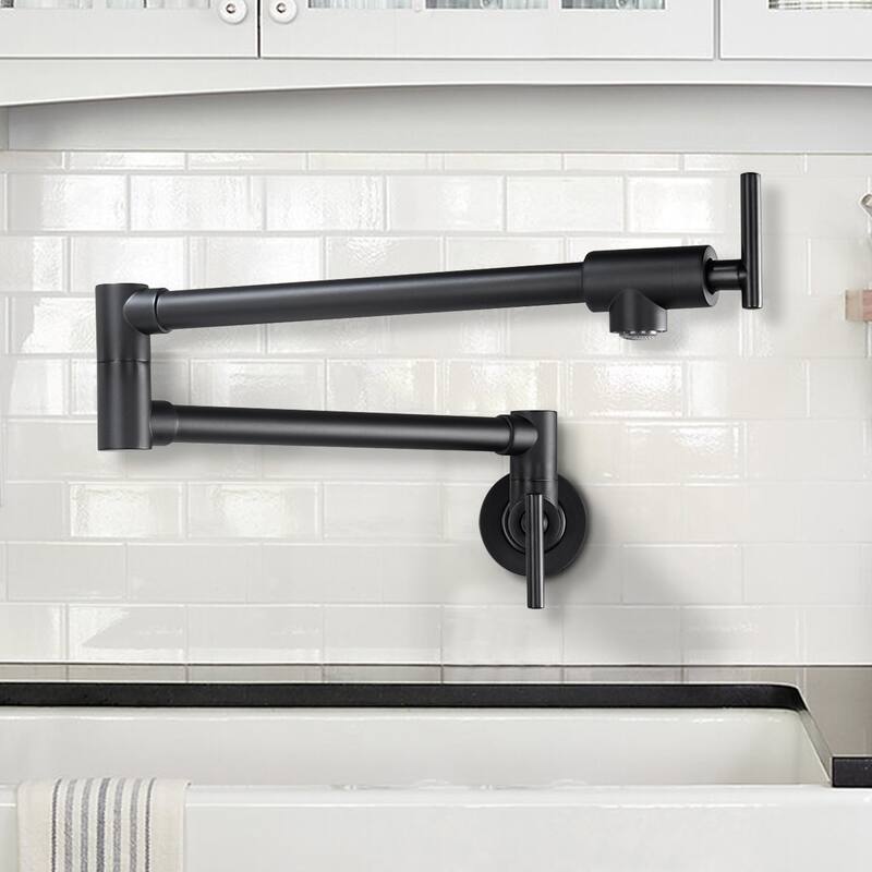 YASINU Contemporary 2-Handle Wall Mounted Pot Filler - Matte Black