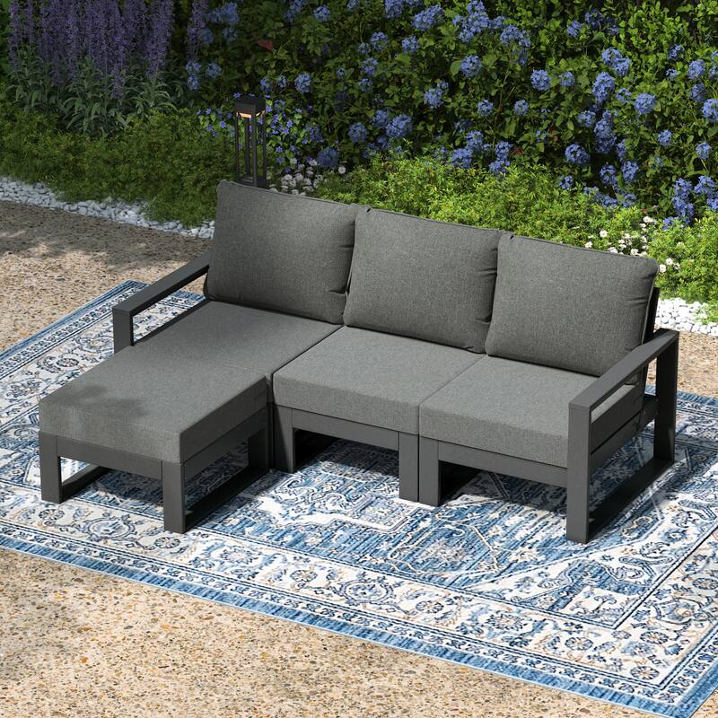 Endless Patio 4-Piece Deep Seating Set with Ottoman with Gray Frame