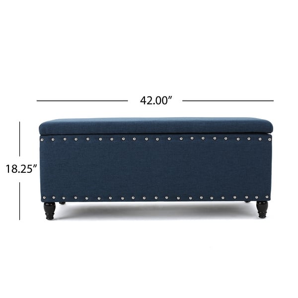 dimension image slide 7 of 10, Tatiana Contemporary Fabric Storage Ottoman with Nailhead Trim by Christopher Knight Home