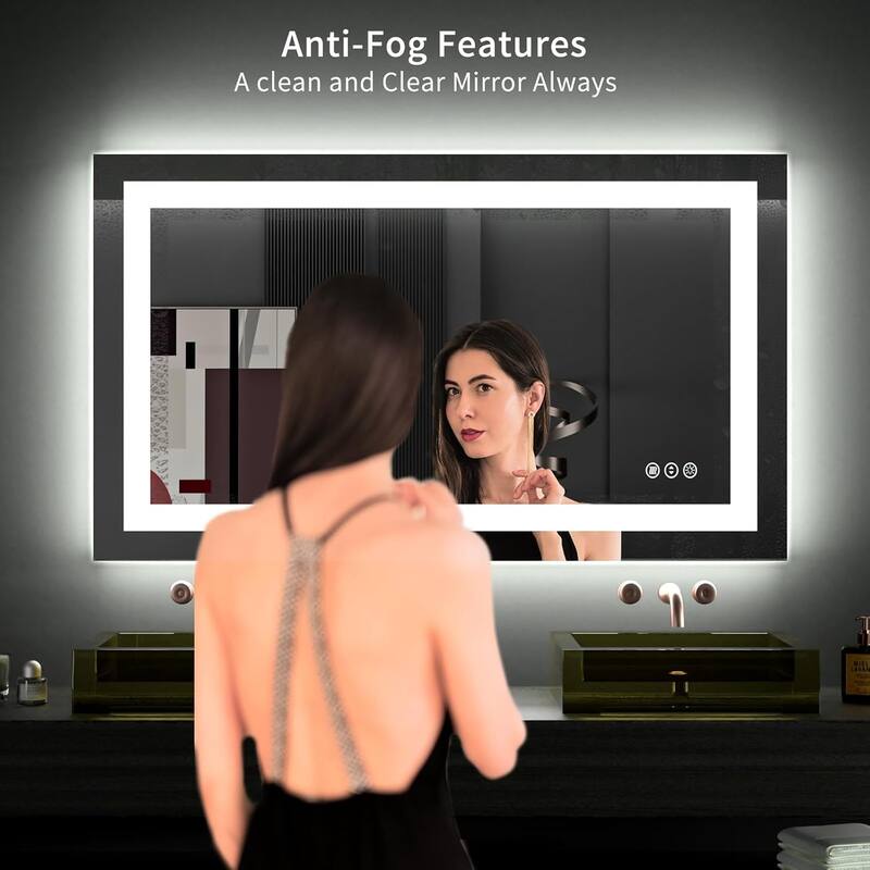 40x24 Inch Frameless LED Bathroom Mirror,Smart Mirror - White