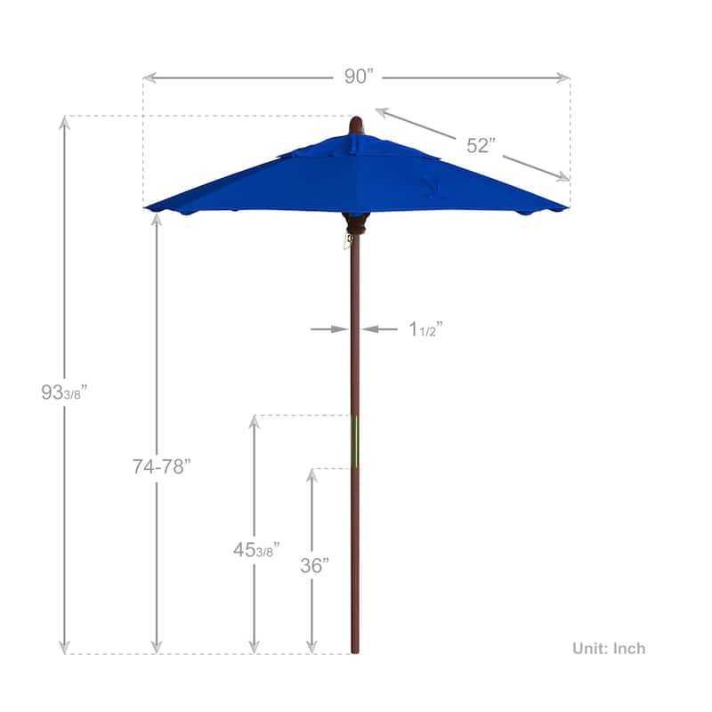 Port Lavaca 7.5ft Round Sunbrella Wooden Patio Umbrella by Havenside Home, Base Not Included