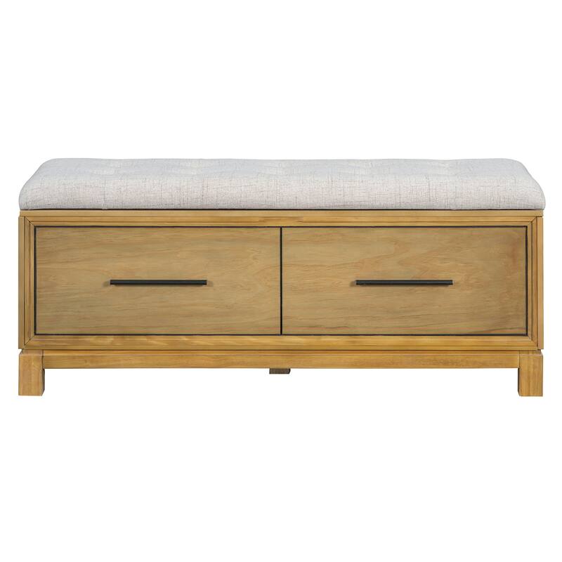 Upholstered Storage Bench for Entryway, Modern Wood Shoe Bench with Removable Cushion, Lift-Up Lid for Living Room
