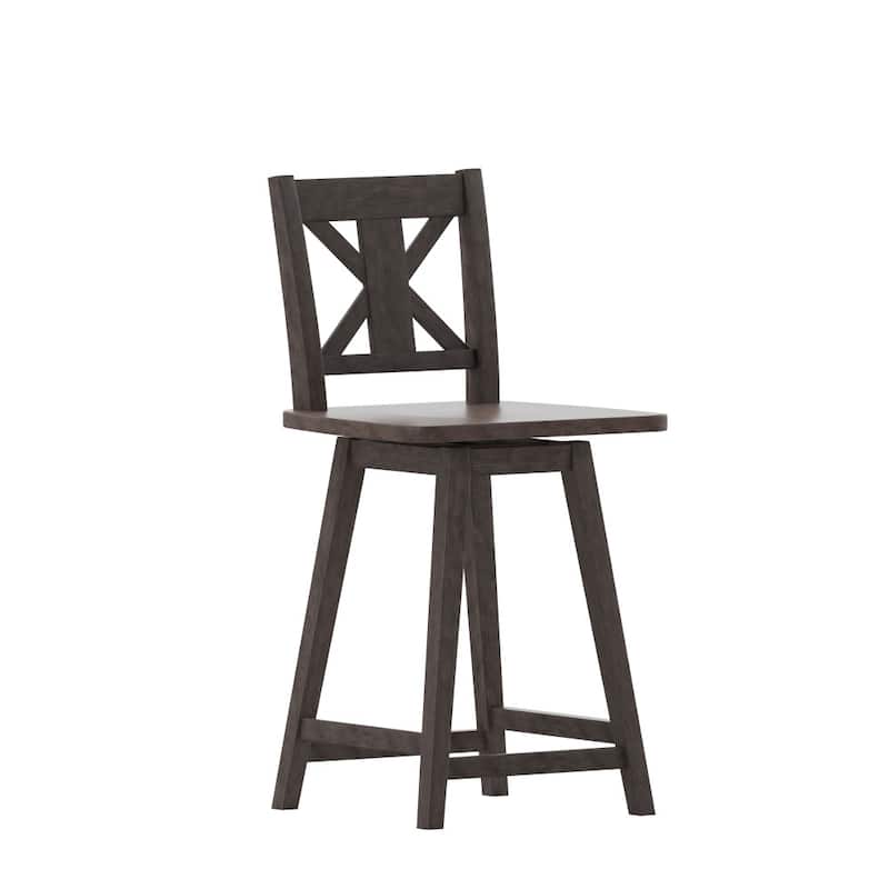 Commercial 360 Degree Swivel Wood Counter Height Stool