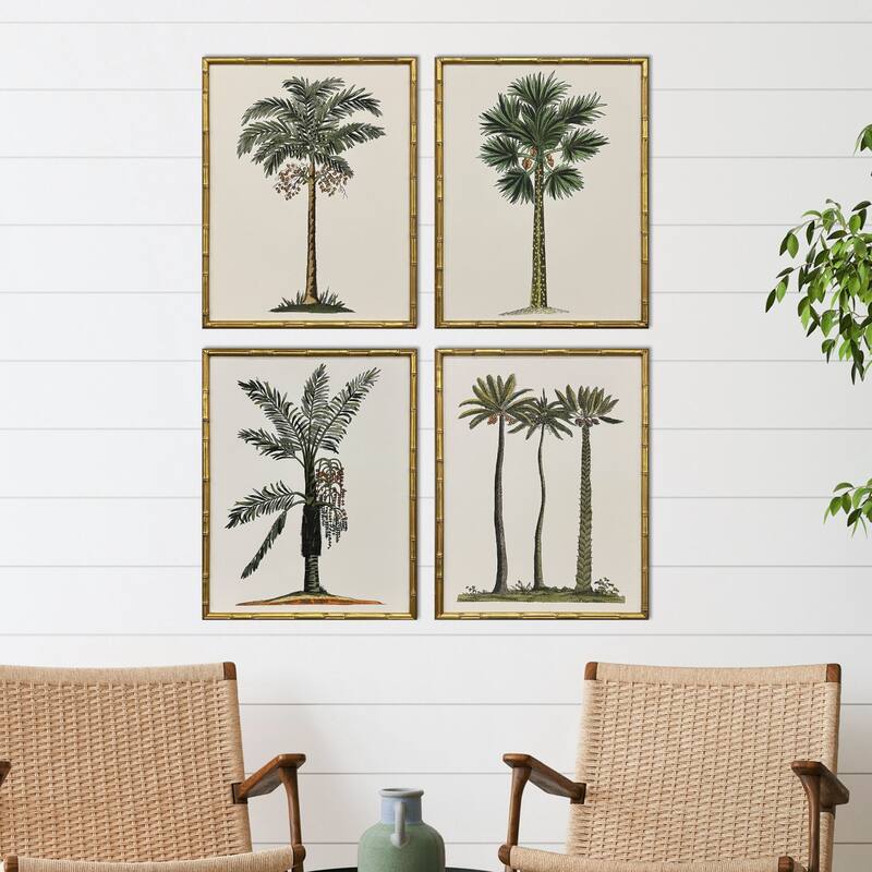 Paragon Contemporary Palm II Framed Art - Set of 4 - 4-piece Set