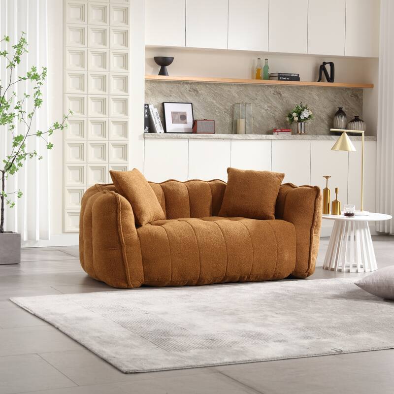 66-Inch Chenille Upholstered Loveseat with Pillows