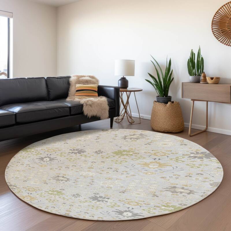 Premium Washable Super Soft Traditional Oushak Mayfield Rug - Silver - 8' x 8'