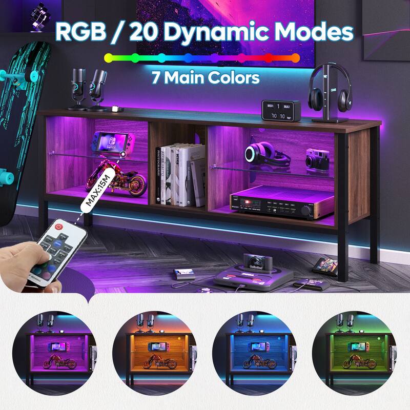 LED Entertainment Center with Shelves Gaming TV Stand for 70 inch TVs - 62 inches