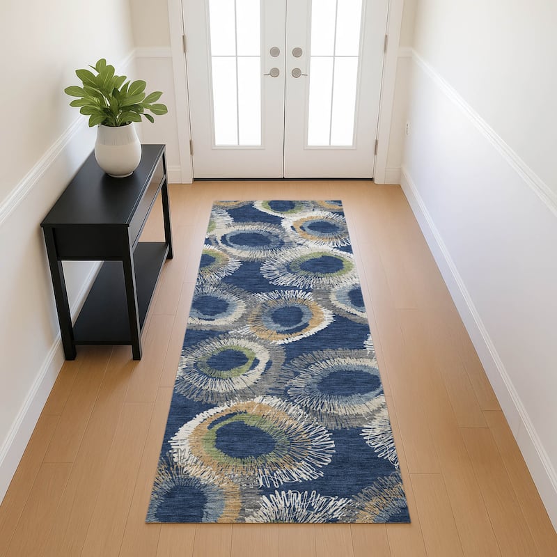 Machine Washable Indoor/ Outdoor Modern Spikey Chantille Rug