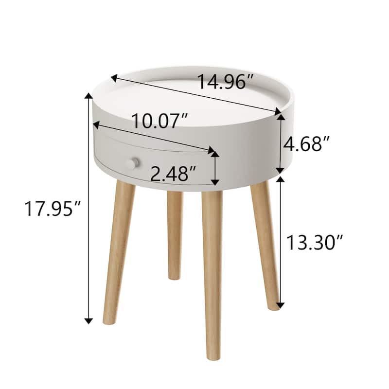 Round Storage Drawer Bedside Table Side Table Sofa End Coffee Table Furniture Living Room, Bedroom, Small Space
