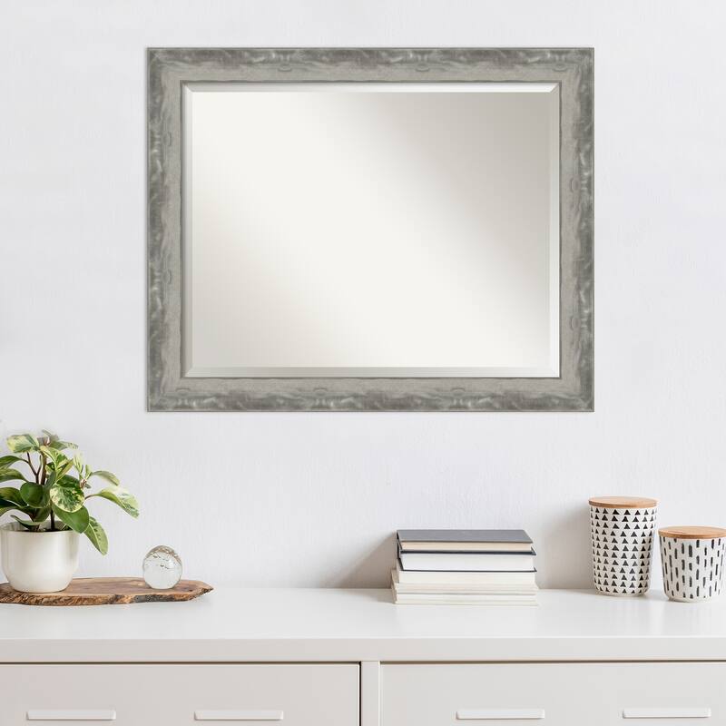 Beveled Wall Mirror - Waveline Silver Narrow Frame - Waveline Silver Narrow