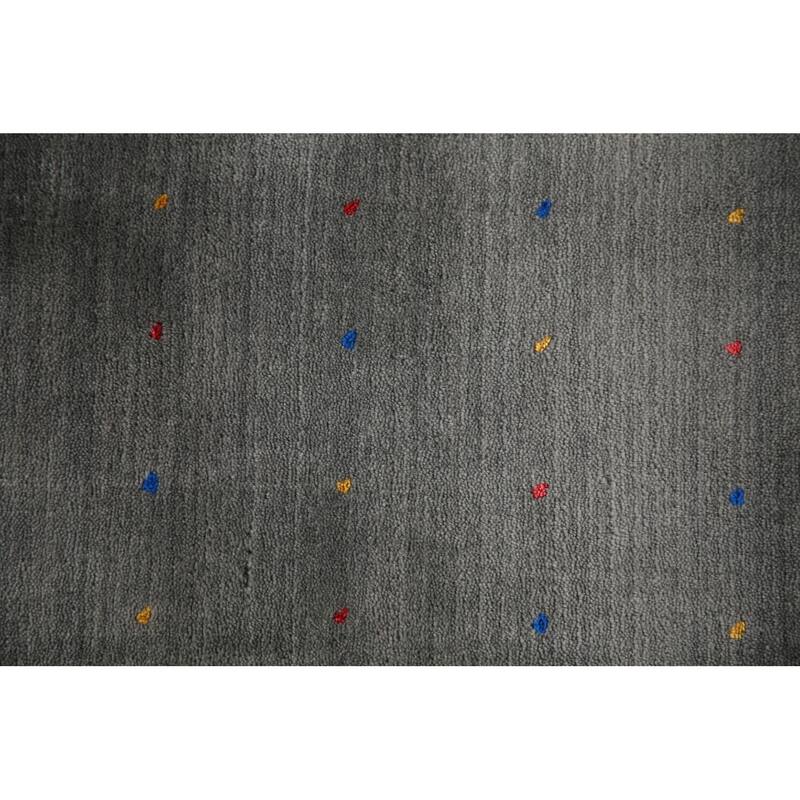 Slate Green Tribal Gabbeh Oriental Area Rug Hand-Knotted Wool Carpet - 8'1" x 9'11"