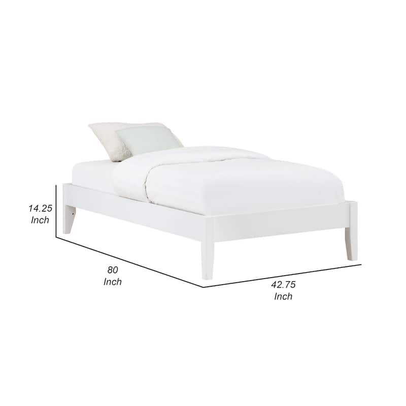 Cavi Modern Low Profile Platform Twin Size Bed, Panel Sides, Slats, White