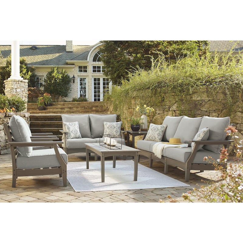 Signature Design by Ashley Visola Gray 6-Piece Outdoor Sofa and Loveseat Set - 80"W x 33"D x 37"H