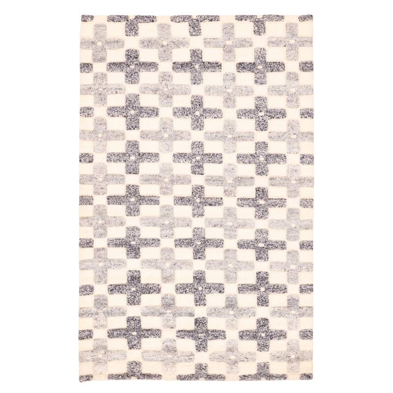 ECARPETGALLERY Hand-knotted Tangier Cream Wool Rug - 5'2 x 8'1