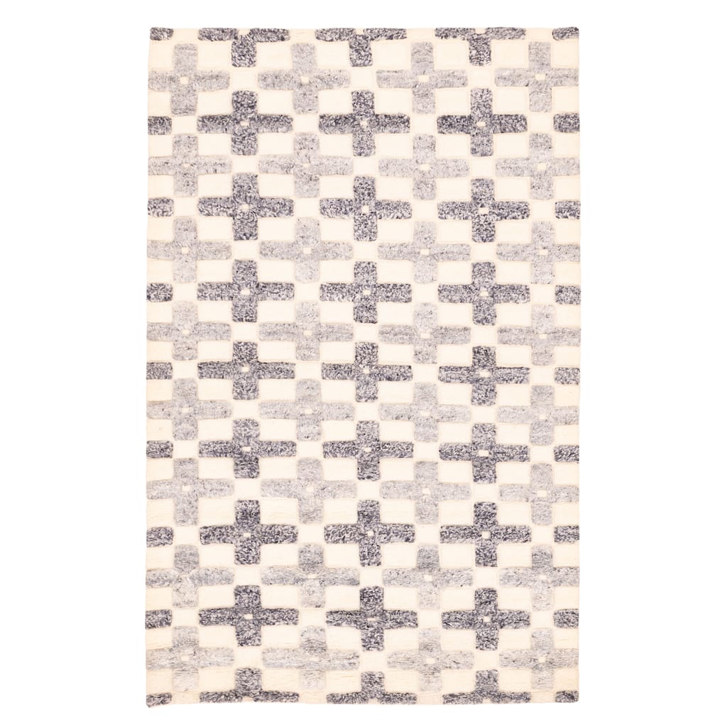 ECARPETGALLERY Hand-knotted Tangier Cream Wool Rug - 5'2 x 8'1