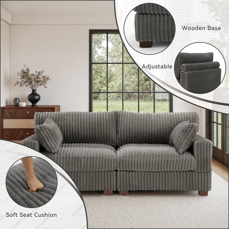 80"W Plush Modular Sectional Sofa with Pillows for Living Room