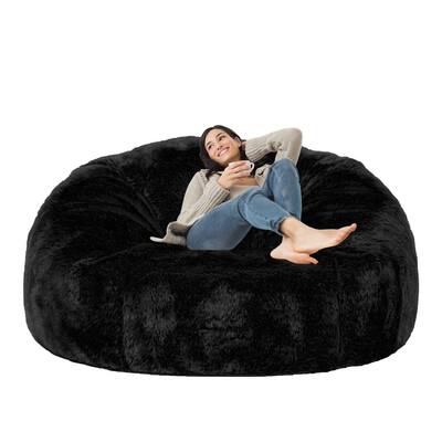 6FT Giant Bean Bag Chair Cover (Cover only, No Filler) Soft Faux RH Fur Sofa Bed Cover Washable Bean Bag Couch Cover