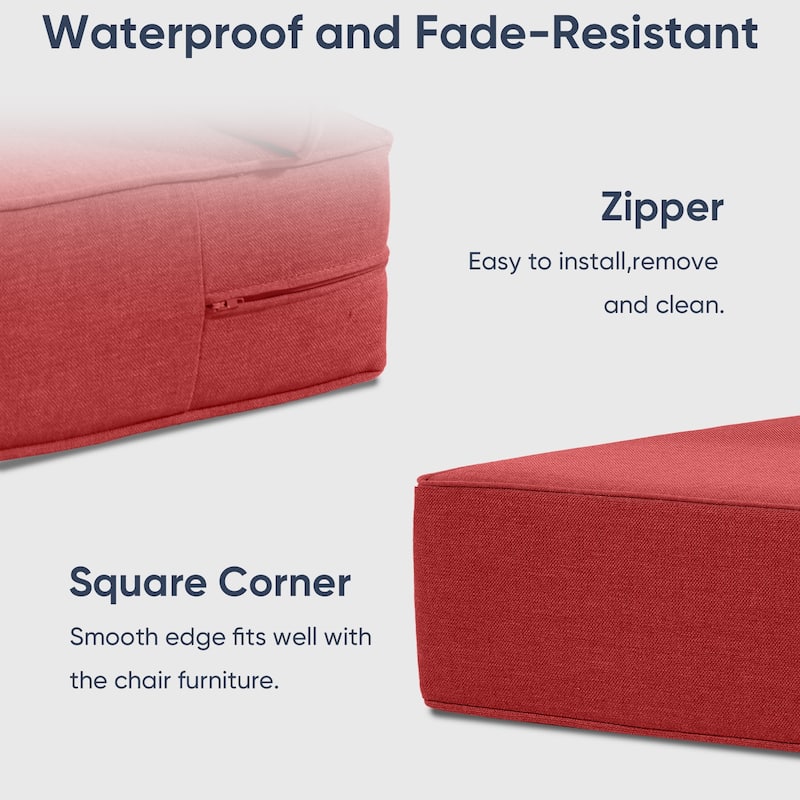2 Pairs 6 Inch Seat & Back Cushion - Red - 6 Inch