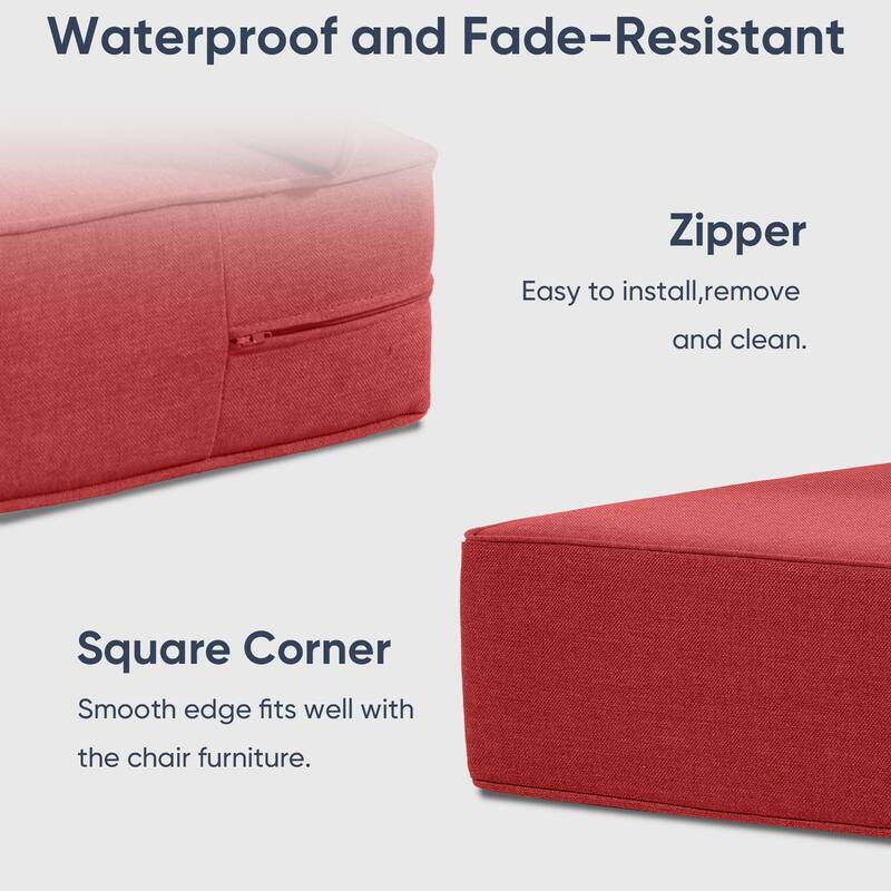 Outdoor Deep Seat Cushion 24 x 24 x 6 Inch - Red - 6 Inch