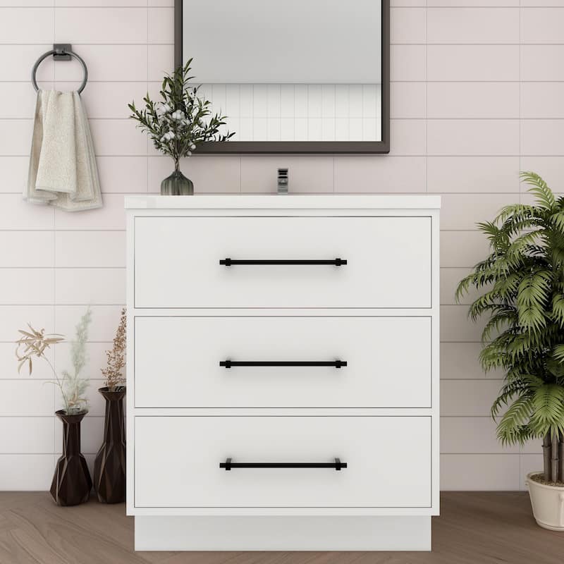 Victoria 30'' Freestanding Vanity with Reinforced Acrylic Sink - 29.5 - Glossy - Gloss White