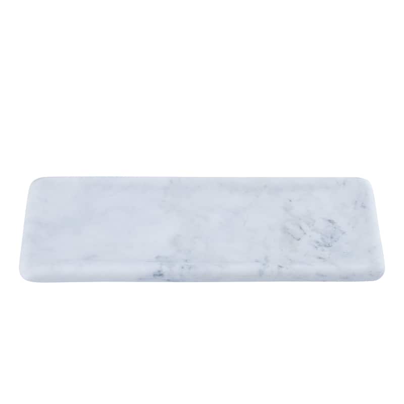 Med. White Marble Round Edged Tray