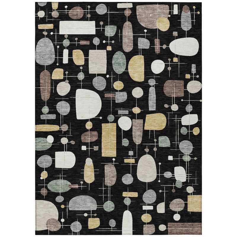 Machine Washable Indoor/ Outdoor Contemporary Fun Chantille Rug