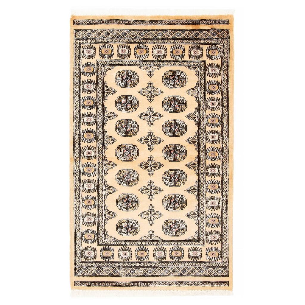 ECARPETGALLERY Hand-knotted Peshawar Bokhara Beige Wool Rug - 3'1 x 5'4