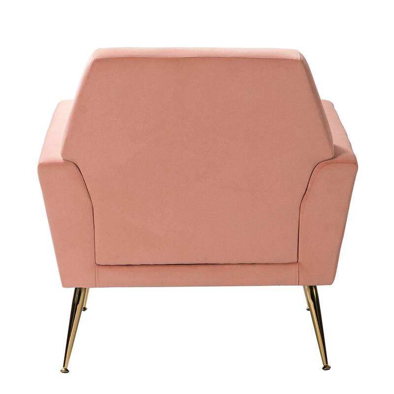 Lilia Contemporary Velvet Upholstered Tufted Back Armchair with Metal Golden legs Set of 2 by HULALA HOME