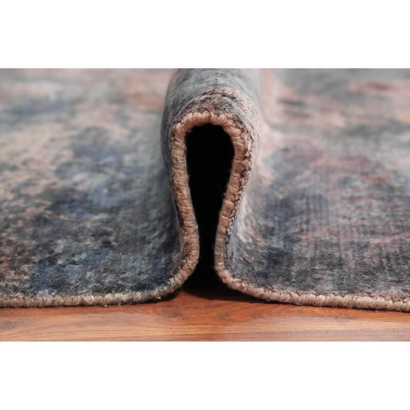 Hand Knotted Oriental Viscose Silk Carpet Modern All-Over Multi-Colored Abstract Area Rug - 7' 8'' X 5' 8''
