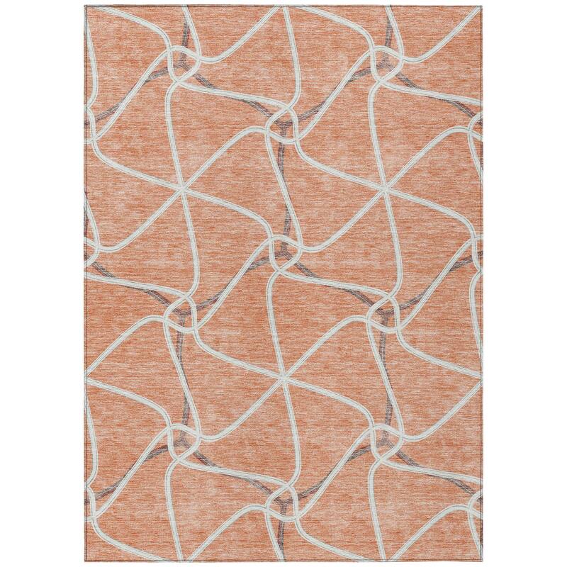 Machine Washable Indoor/ Outdoor Contemporary Links Chantille Rug