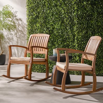 Selma Teak Finish Acacia Rocking Chair (Set of 2) by Christopher Knight Home - 24.00" L x 33.25" W x 35.75" H