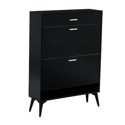 Shoe Cabinet With 2 Flip Drawers Open Shelf Modern Shoe Racks Storage Organizer