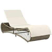 vidaXL Sun Lounger with Cushion Poly Rattan Gray