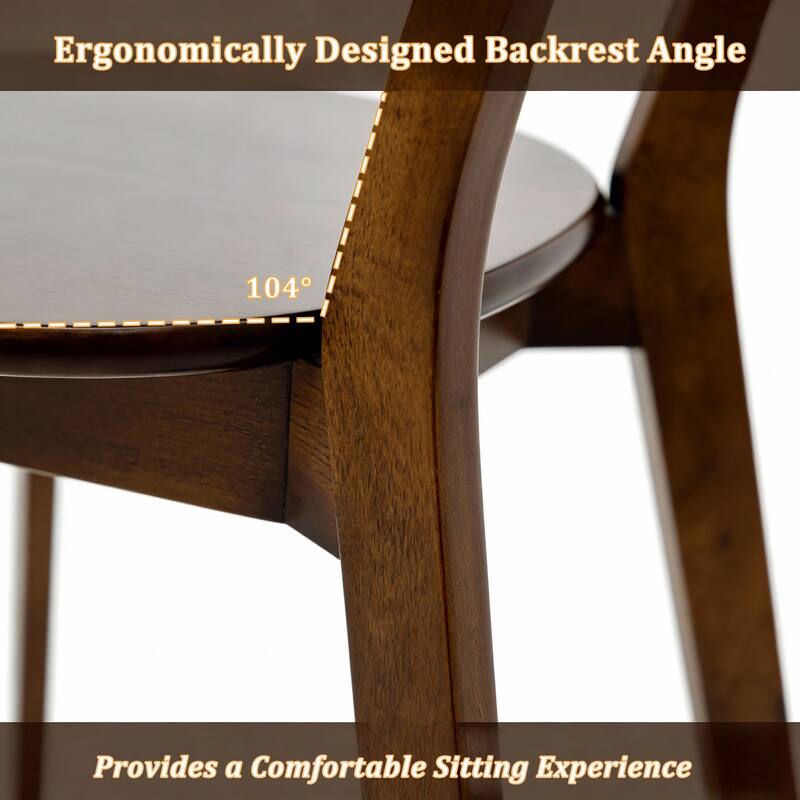 100% Solid Wood Dining Chairs Set of 2, Mid Century Modern Dining Chairs with Curved Backrest, for Dining Room