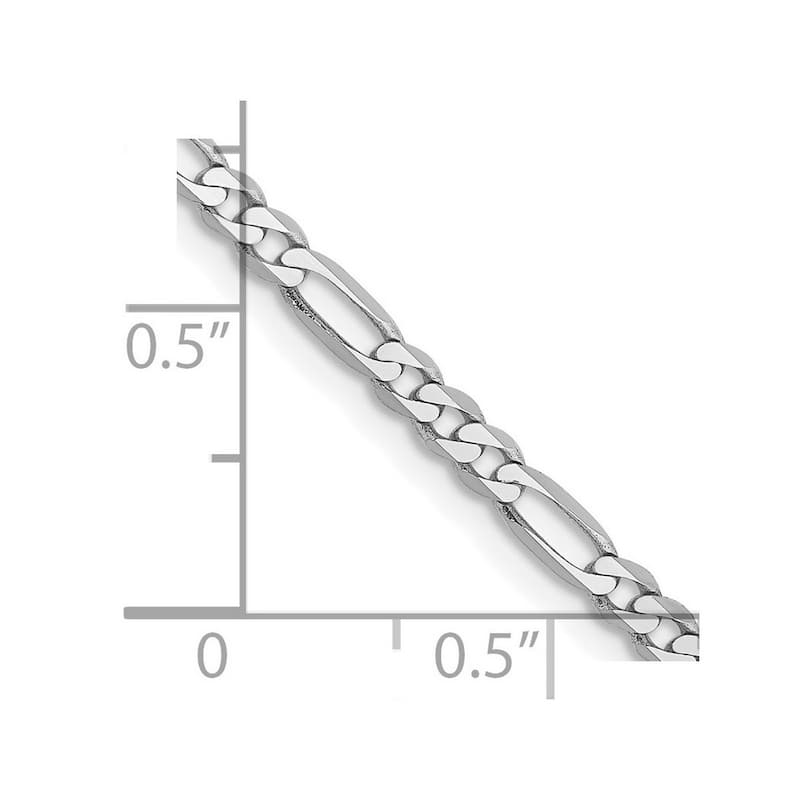 Curata Women's 14k White Gold 2.75mm Flat Figaro Chain Anklet - 10 Inch