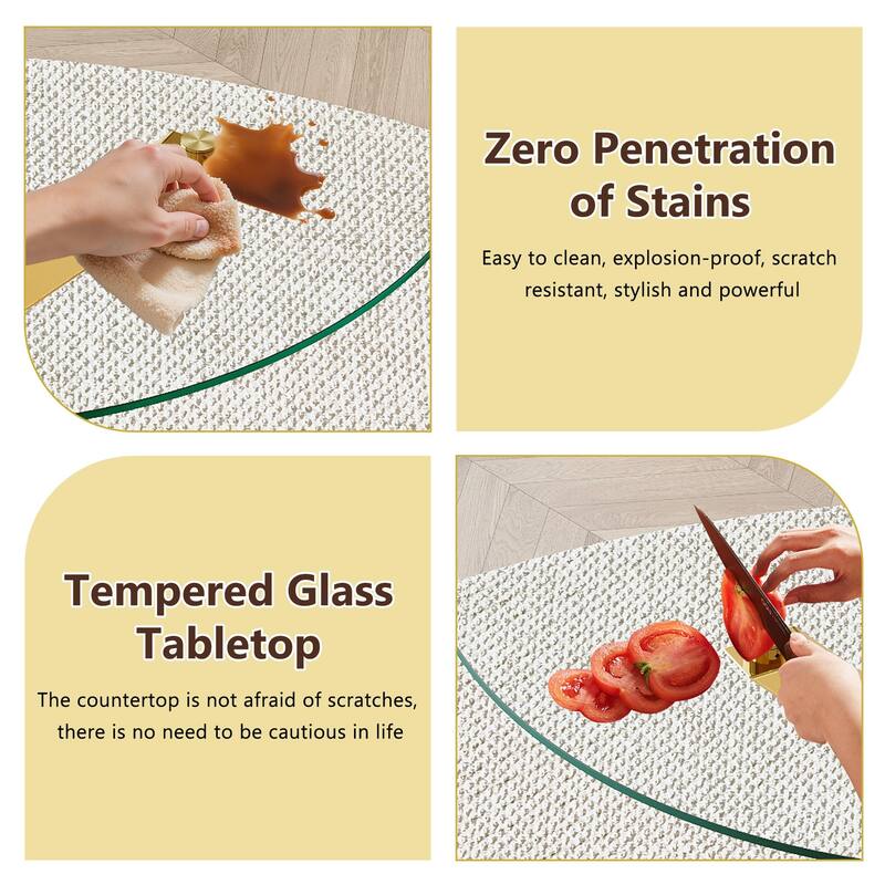 Modern X-Shaped Gold Metal Frame Round Dining Table, 39-inch Tempered Glass Top, Suitable for 2-4 Persons - Gold,Transparent