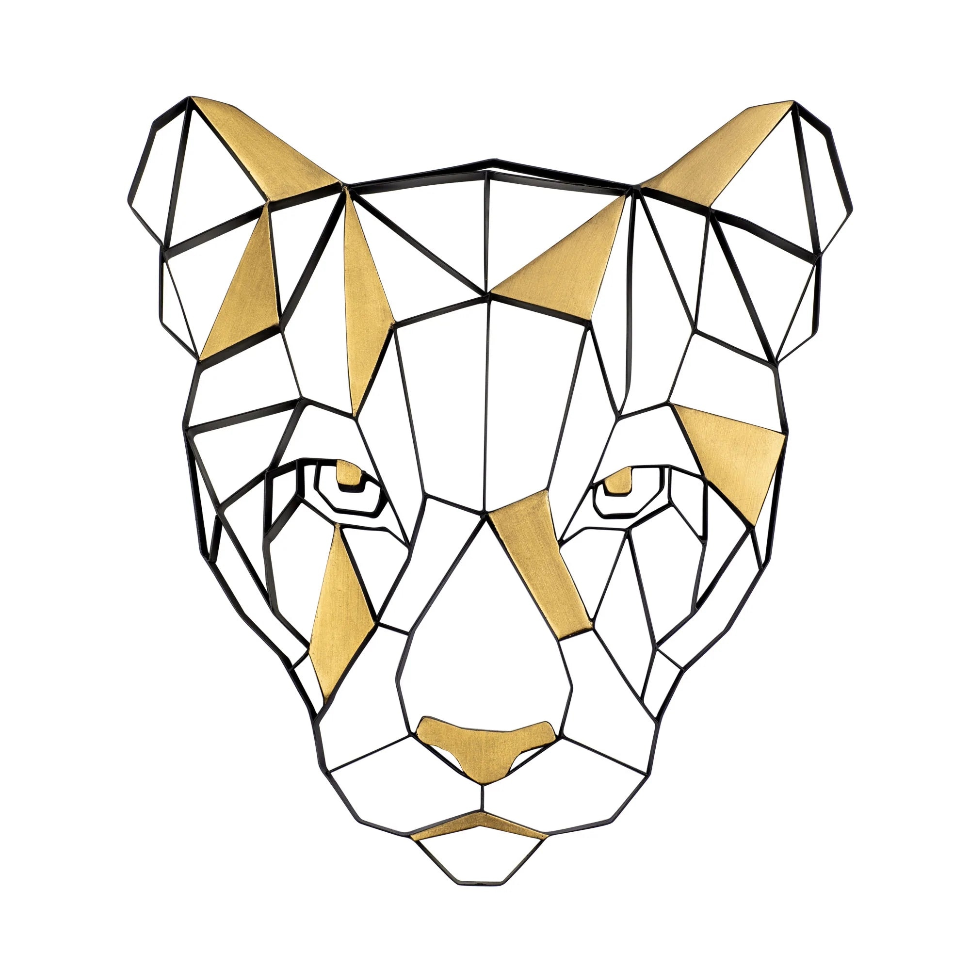 Geometric Animal Kingdom Lion Black and Gold Recycled Steel Wall Art