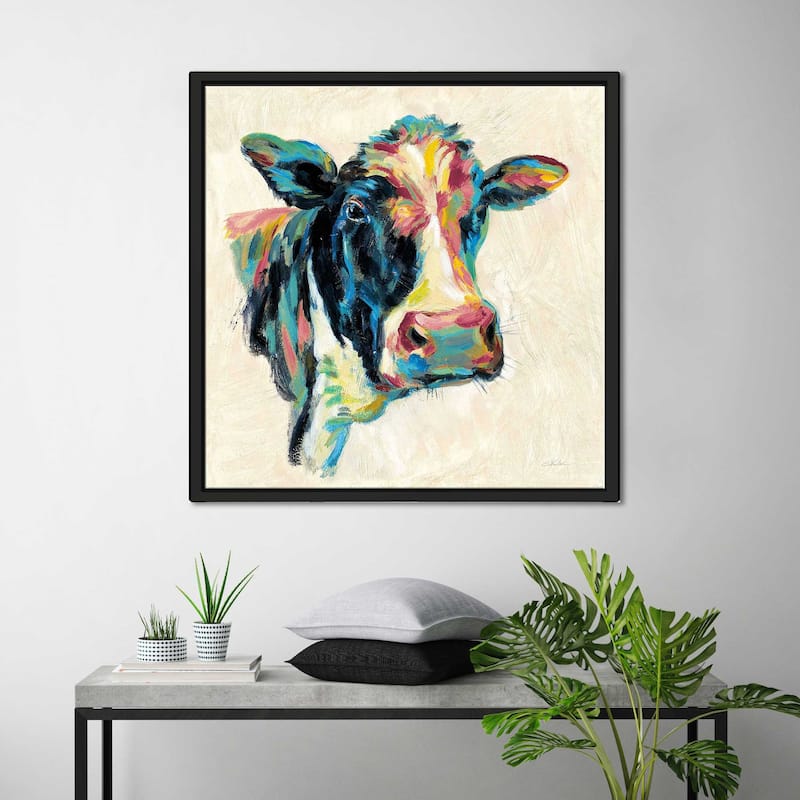"Expressionistic Cow I v2" Print on Floating Canvas